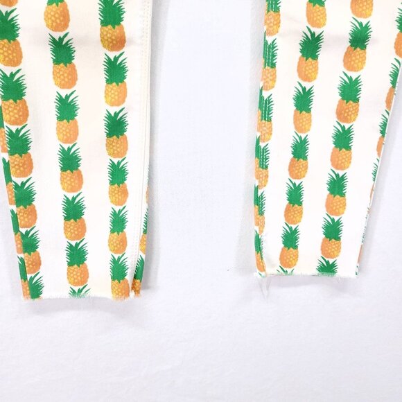Pistola Skinny Jeans Size 26 Pineapple All Over Print Cropped Raw Fray Hem - Picture 9 of 14